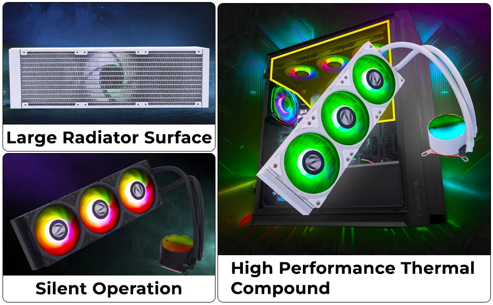 Zebronics AIO360AB 360mm AIO Liquid Cooler (White) overview 4