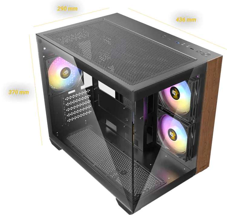 ANTEC CX600M Wood Mini Tower Full-View Tempered Glass Gaming Case overview 7