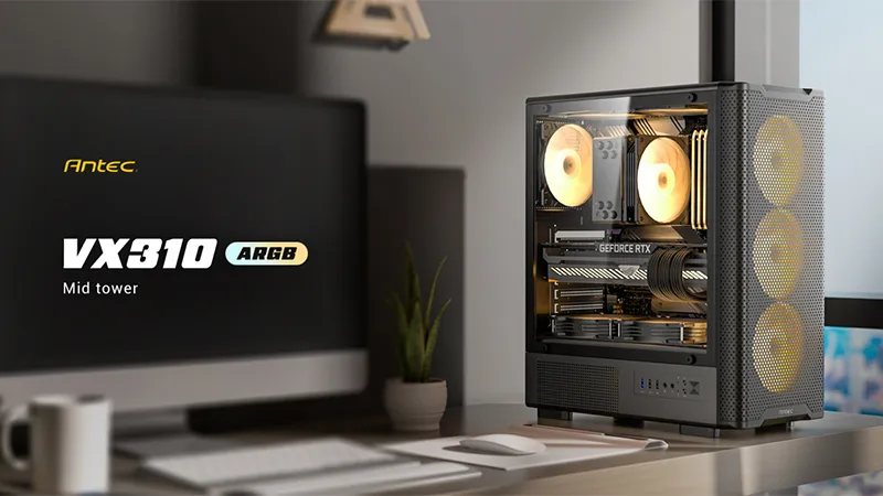 ANTEC VX310 Elite RGB ATX Mid Tower Cabinet (Black) overview 1