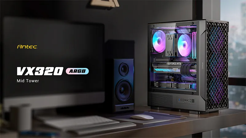 ANTEC VX320 ARGB ATX Mid Tower Gaming Cabinet (Black) overview 1