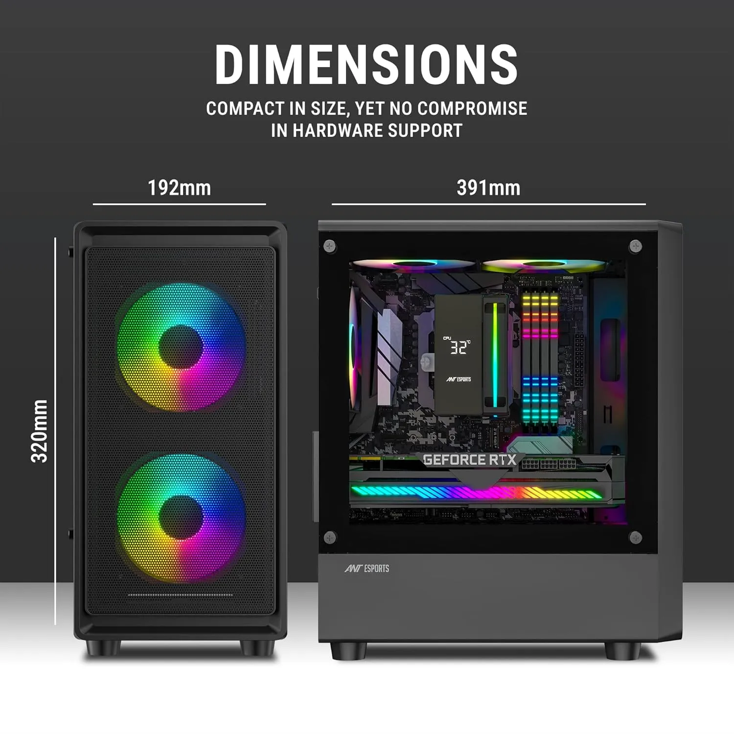 Ant Esports 400 Air Mini Mini-Tower Gaming Cabinet (Black) overview 10