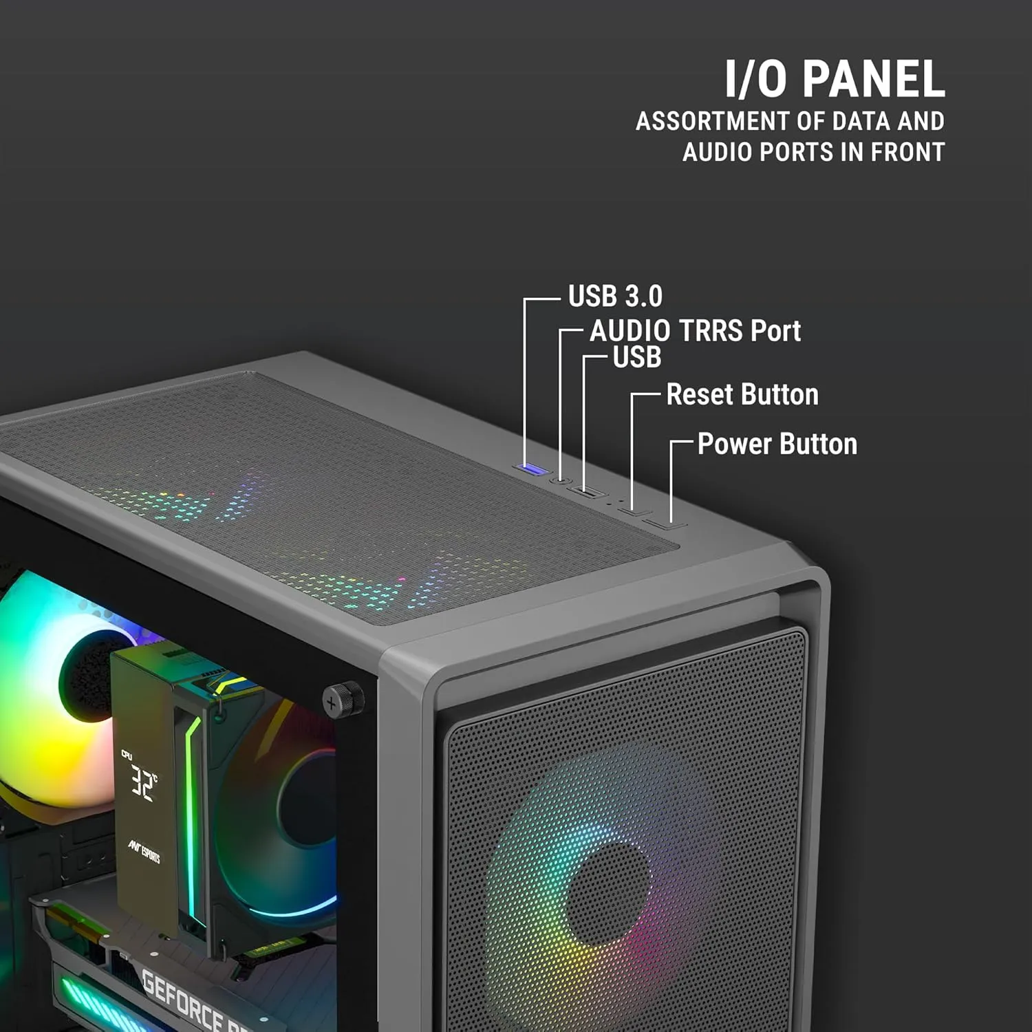 Ant Esports 400 Air Mini Mini-Tower Gaming Cabinet (Black) overview 3