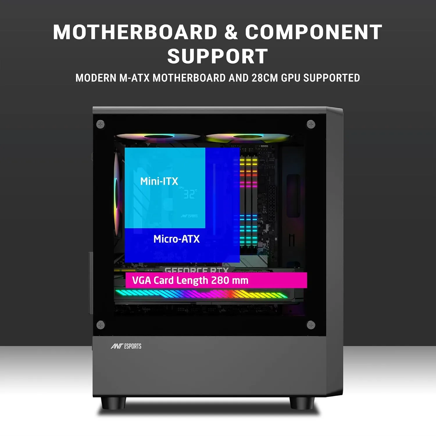 Ant Esports 400 Air Mini Mini-Tower Gaming Cabinet (Black) overview 7