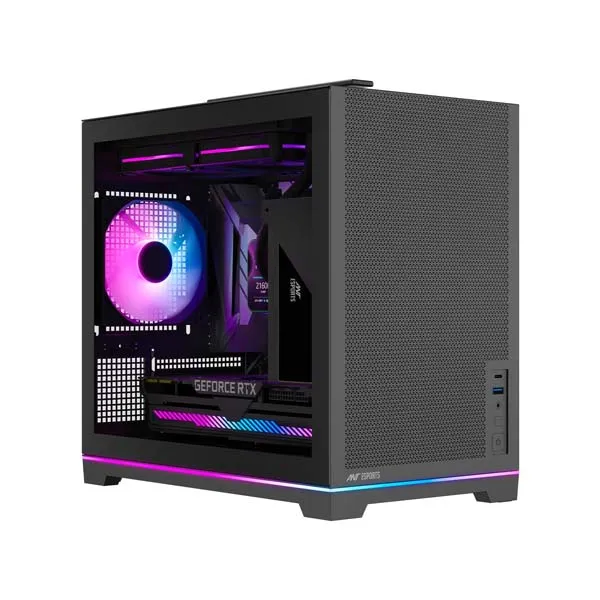 Ant Esports Box C Air V2 Mini-Tower M-ATX Gaming Cabinet (Black)