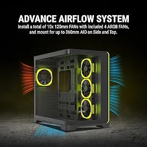 Ant Esports Crystal ARC ARGB ATX Mid Tower Case (Black) overview 2