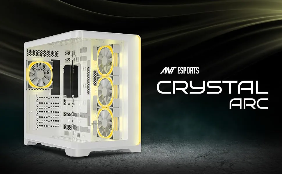 Ant Esports Crystal ARC ARGB ATX Mid Tower Case (White) overview 1