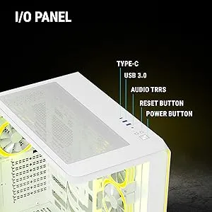 Ant Esports Crystal ARC ARGB ATX Mid Tower Case (White) overview 5