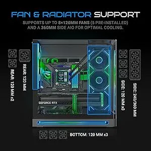 Ant Esports Crystal Arc Pro Mid-Tower M-ATX Gaming Cabinet (Black) overview 10