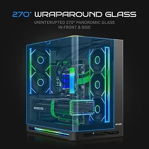 Ant Esports Crystal Arc Pro Mid-Tower M-ATX Gaming Cabinet (Black) overview 3