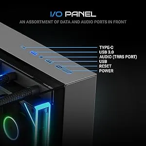 Ant Esports Crystal Arc Pro Mid-Tower M-ATX Gaming Cabinet (Black) overview 4