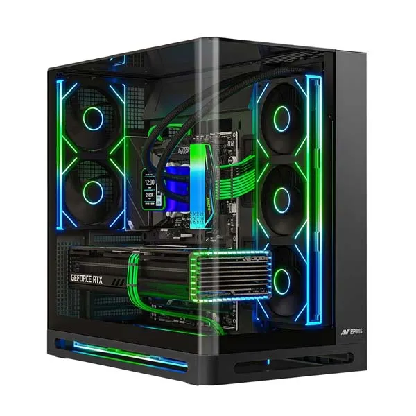 Ant Esports Crystal Arc Pro Mid-Tower M-ATX Gaming Cabinet (Black)