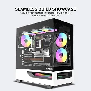 Ant Esports Crystal Spectra Mid Tower E-ATX Gaming Cabinet (Black & White) overview 2