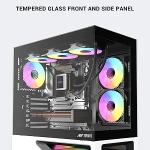 Ant Esports Crystal Spectra Mid Tower E-ATX Gaming Cabinet (Black & White) overview 3
