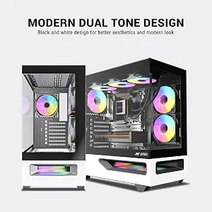 Ant Esports Crystal Spectra Mid Tower E-ATX Gaming Cabinet (Black & White) overview 4