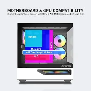 Ant Esports Crystal Spectra Mid Tower E-ATX Gaming Cabinet (Black & White) overview 6