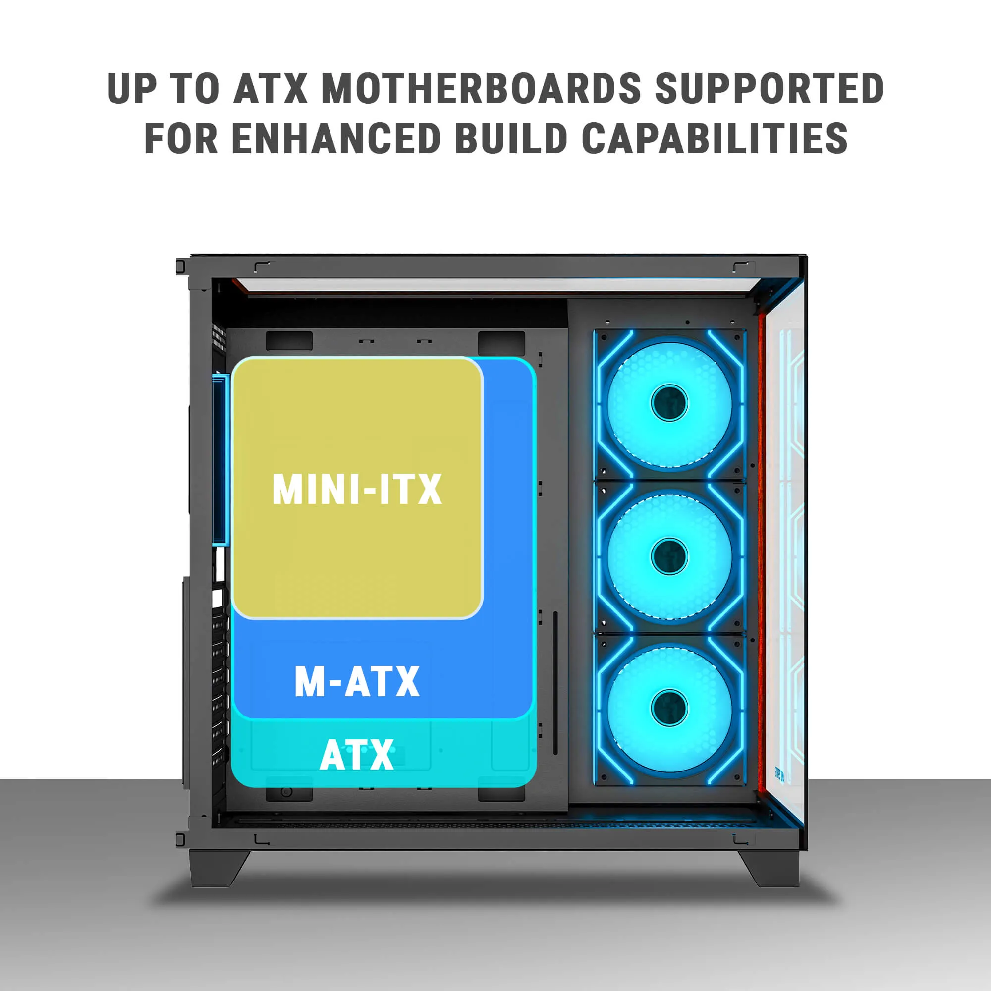 Ant Esports Crystal Wood ATX Mid Tower Cabinet With Type-C Black overview 6