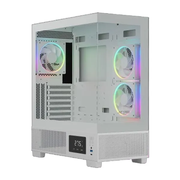 Ant Esports Crystal X3 LCD ARGB ATX Mid Tower Case (White)