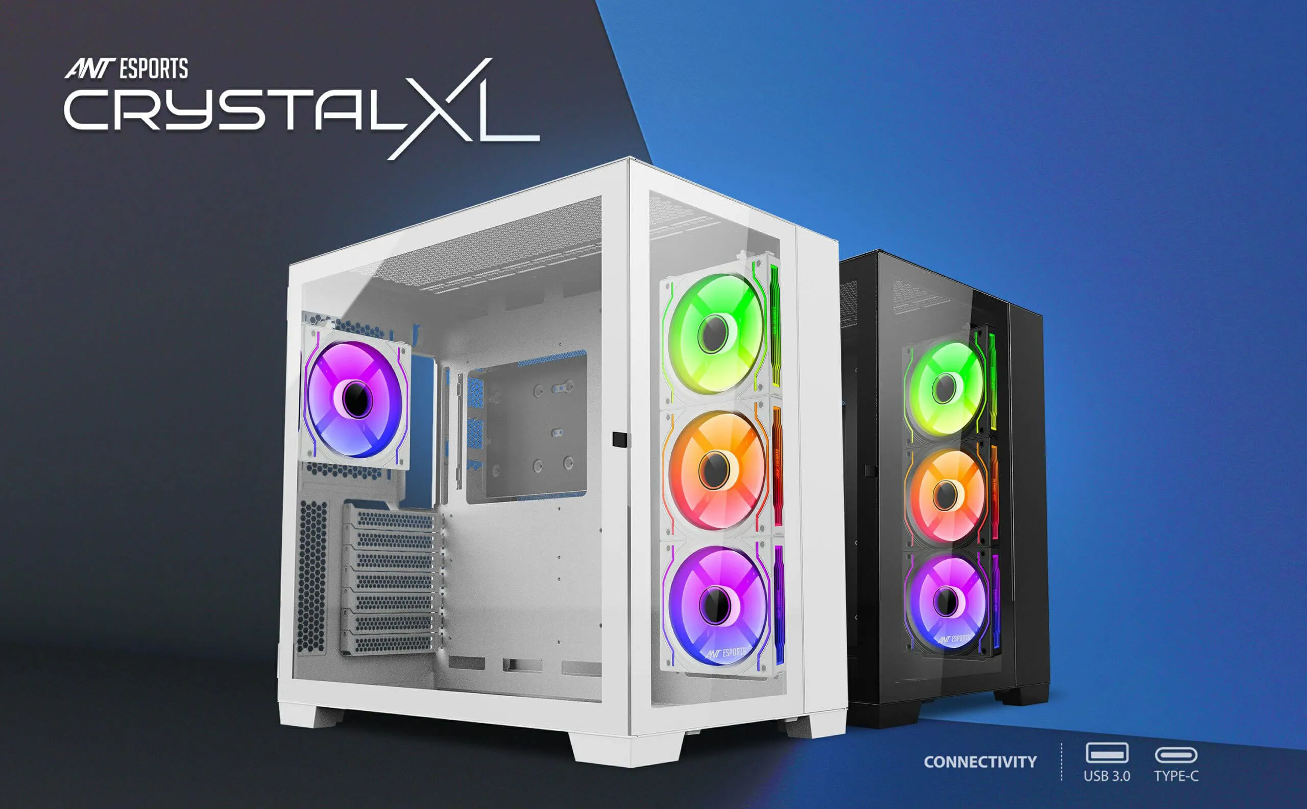 Ant Esports Crystal XL ARGB (ATX) Mid Tower Cabinet (Black) overview 1