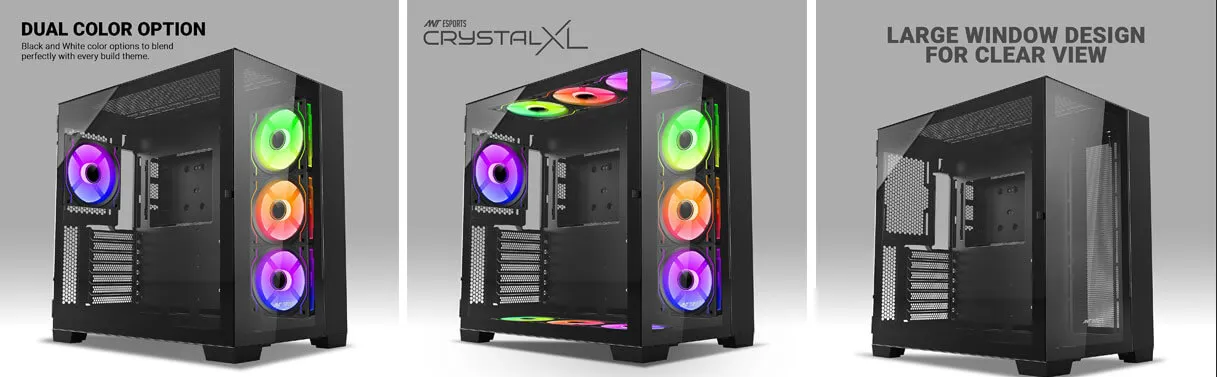 Ant Esports Crystal XL ARGB (ATX) Mid Tower Cabinet (Black) overview 2