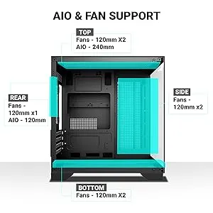 Ant Esports Crystal Z2 ARGB (M-ATX) Mid Tower Cabinet (Black) overview 6