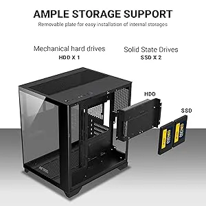 Ant Esports Crystal Z2 ARGB (M-ATX) Mid Tower Cabinet (Black) overview 7