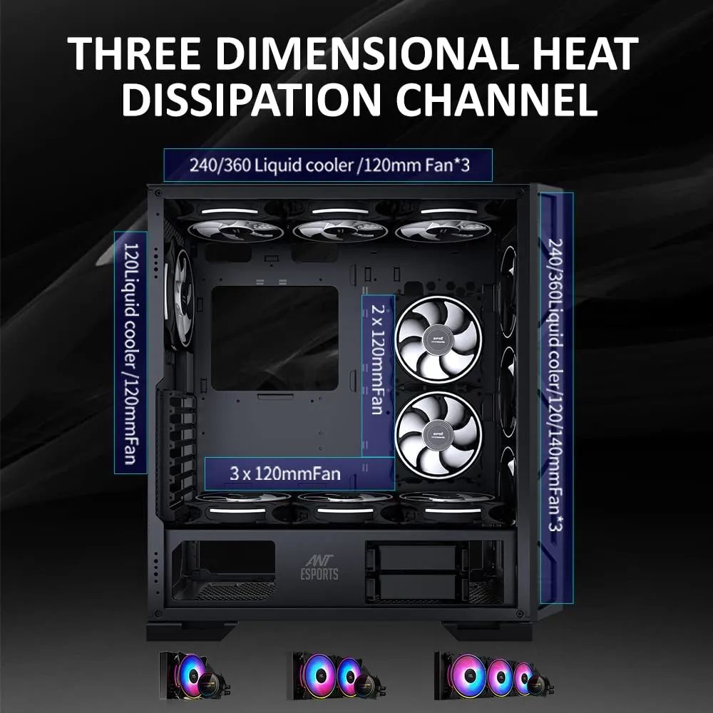 Ant Esports Dynamic GT ARGB (E-ATX) Mid Tower Cabinet (Black) overview 2