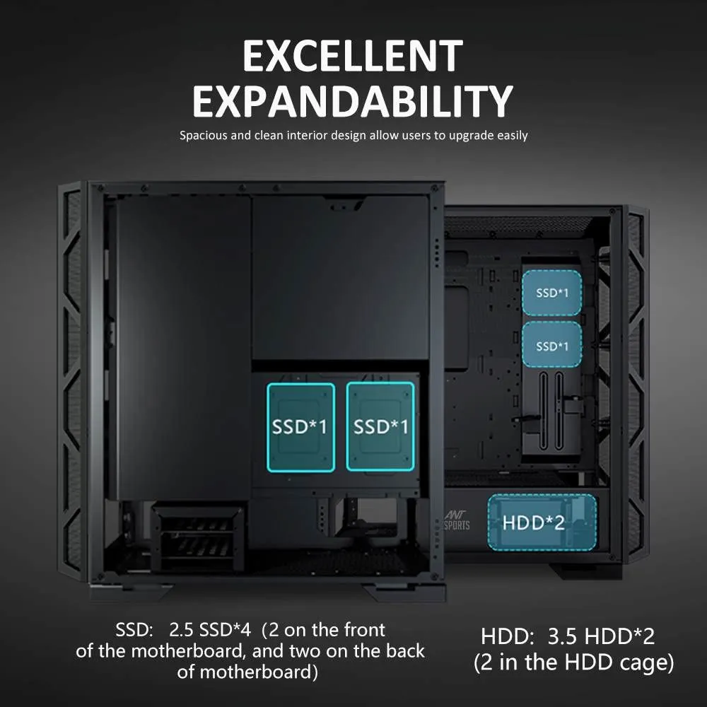 Ant Esports Dynamic GT ARGB (E-ATX) Mid Tower Cabinet (Black) overview 4