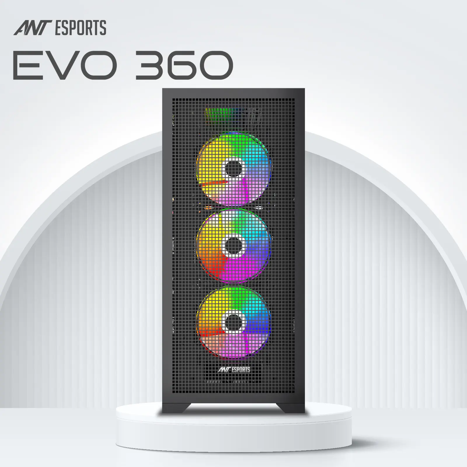 Ant Esports EVO 360 Mid Tower (E-ATX/ATX/M-ATX/M-ITX) Black Cabinet 4x120mm Fans