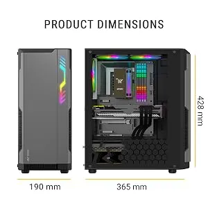 Ant Esports Eclipse ARGB ATX Mid Tower Case (Black & Grey) overview 12