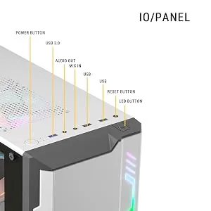 Ant Esports Eclipse ARGB ATX Mid Tower Case (White & Grey) overview 3
