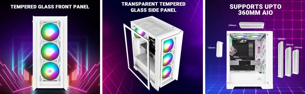 Ant Esports ICE-170TG (ATX) Mid Tower Cabinet (White) overview 2