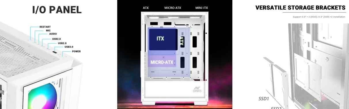 Ant Esports ICE-170TG (ATX) Mid Tower Cabinet (White) overview 4