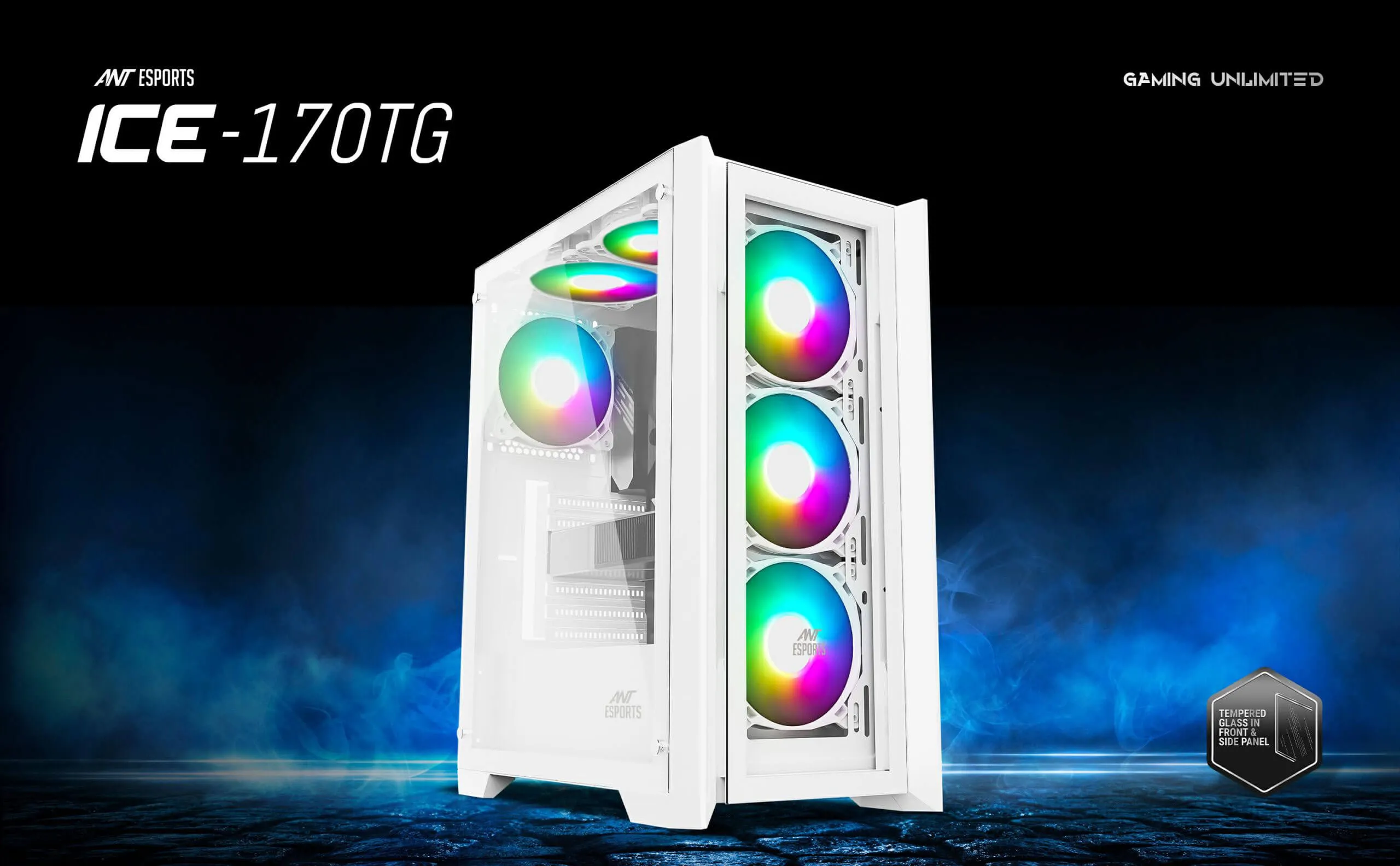 Ant Esports ICE-170TG (ATX) Mid Tower Cabinet (White) overview 5