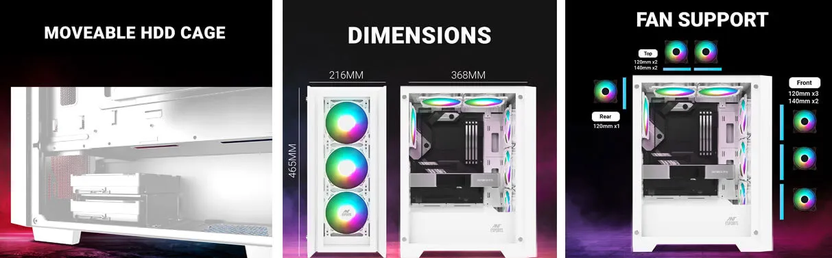 Ant Esports ICE-170TG (ATX) Mid Tower Cabinet (White) overview 7