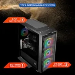 Ant Esports ICE-521MT Mid Tower Gaming Cabinet with Transparent Tempered Glass overview 2