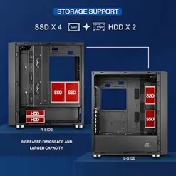 Ant Esports ICE-521MT Mid Tower Gaming Cabinet with Transparent Tempered Glass overview 5