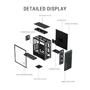 Ant Esports Mesh X 360 Mid-Tower E-ATX Gaming Cabinet (Black) overview 10