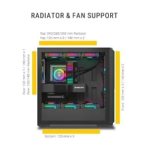 Ant Esports Mesh X 360 Mid-Tower E-ATX Gaming Cabinet (Black) overview 6