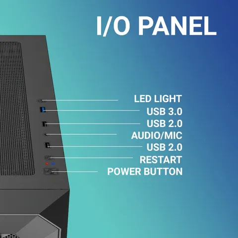Ant Esports SX5 Mid-Tower Gaming Cabinet Black overview 5