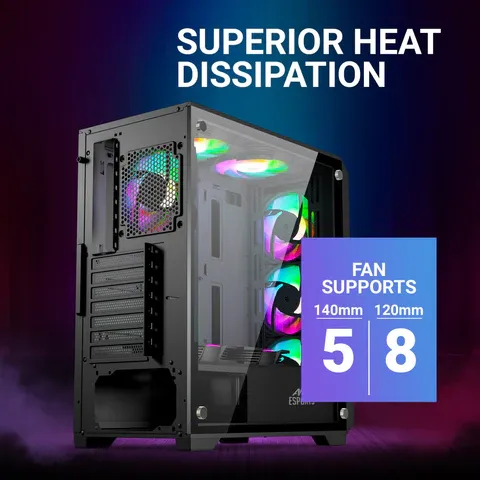 Ant Esports SX5 Mid-Tower Gaming Cabinet Black overview 6