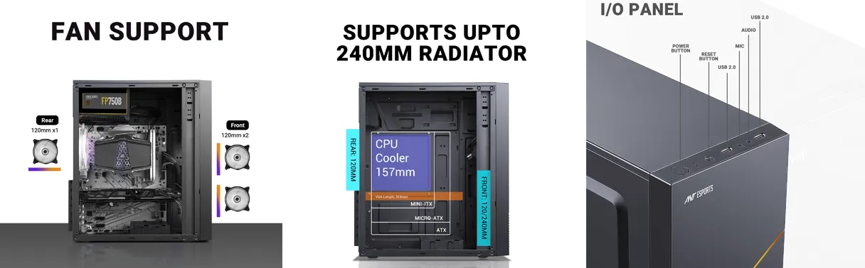 Ant Esports Si24 (ATX) Mid Tower Cabinet (Black) overview 3