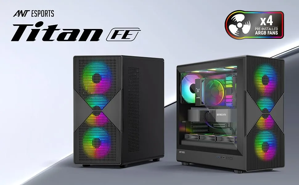Ant Esports Titan FE ATX Mid-Tower Gaming Cabinet (Black) overview 1
