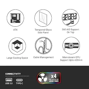 Ant Esports Titan FE ATX Mid-Tower Gaming Cabinet (Black) overview 10