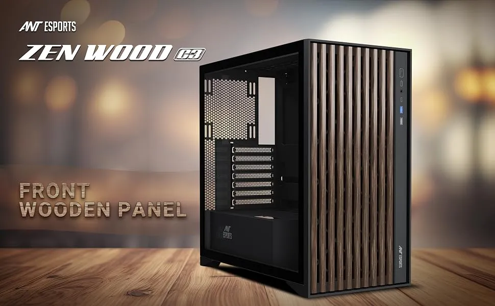 Ant Esports Zen Wood C3 (ATX) Mid Tower Cabinet (Black) overview 1