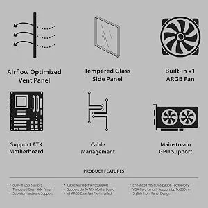 Ant Value VM25 ATX Gaming Cabinet (Black) overview 10