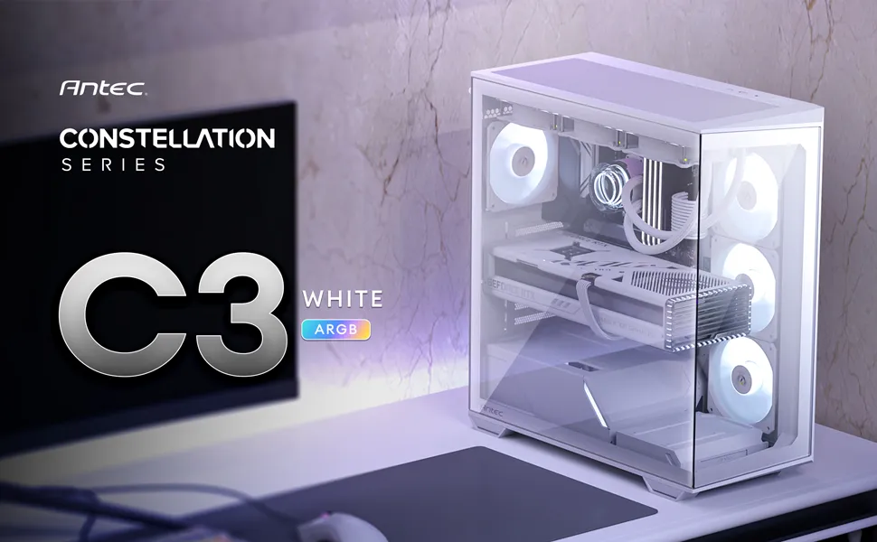 Antec C3 ARGB (ATX) Mid Tower Cabinet (White) overview 1