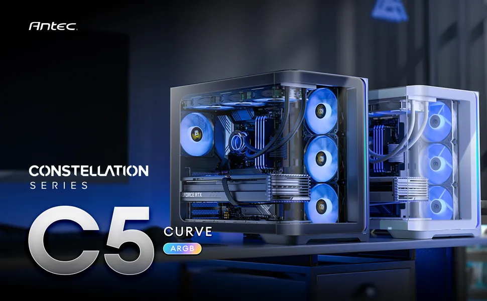 Antec C5 Curve ARGB Mid-Tower ATX PC Case (White) overview 1