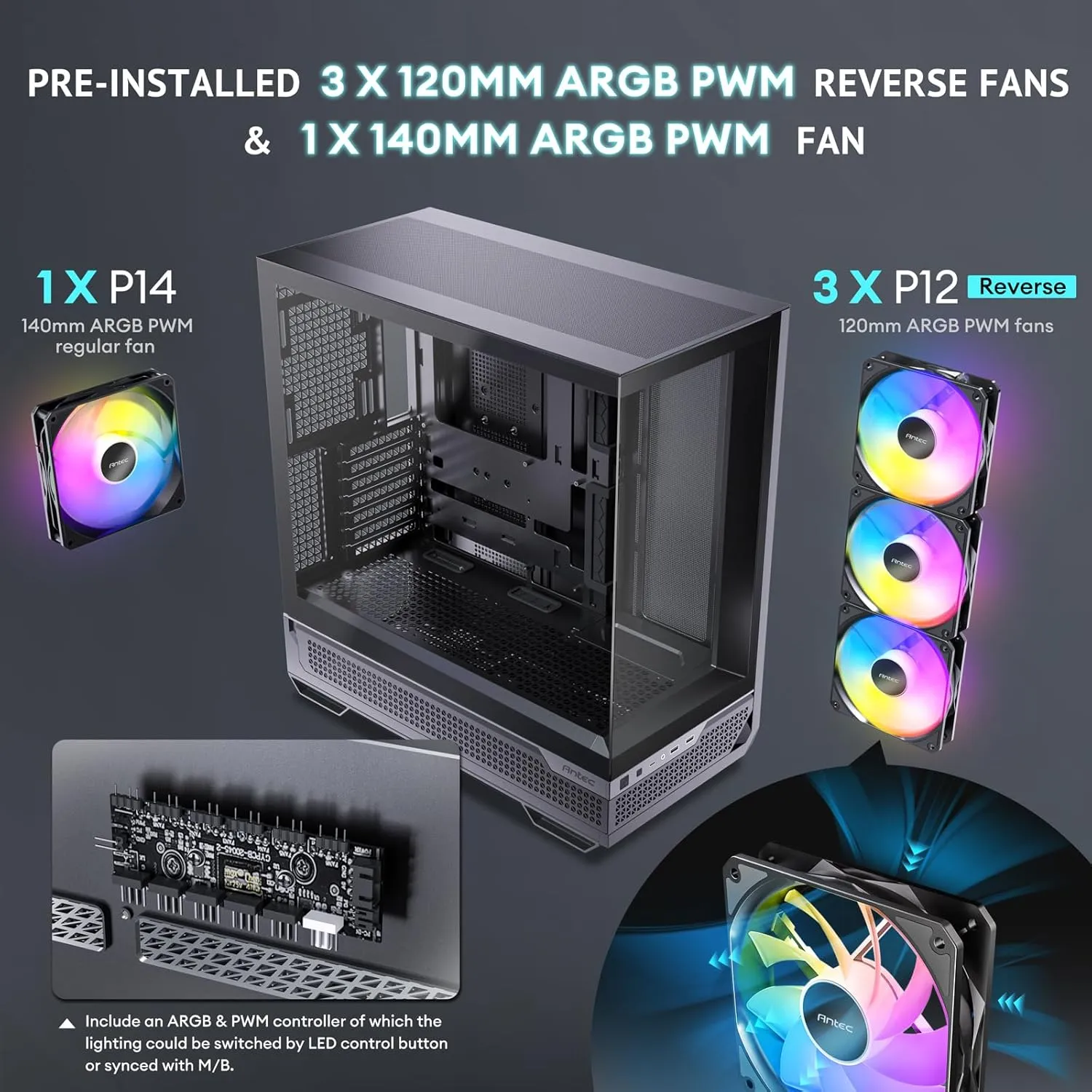 Antec C7 ARGB Mid-Tower E-ATX PC Cabinet (Black) overview 25