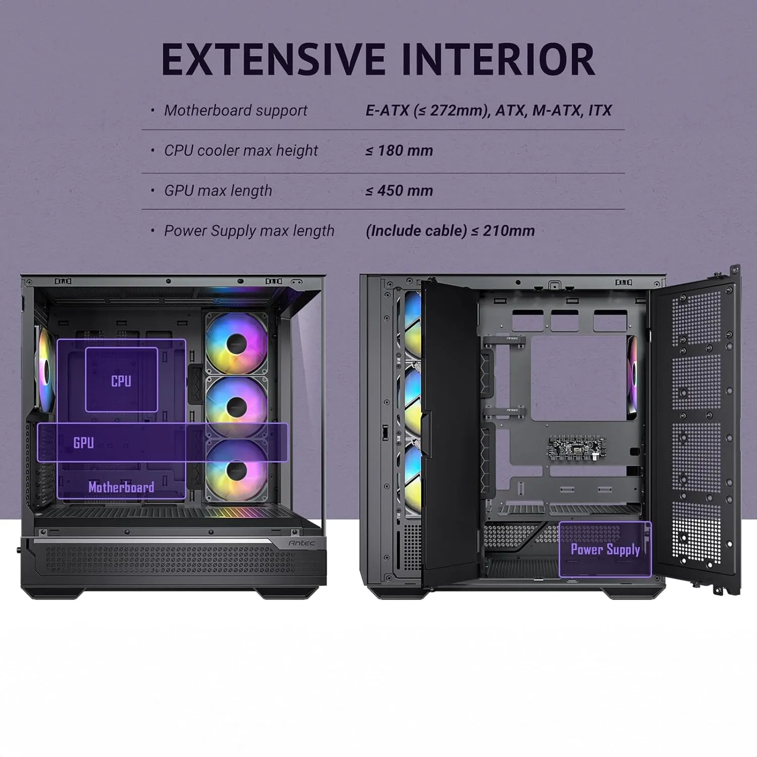 Antec C7 ARGB Mid-Tower E-ATX PC Cabinet (Black) overview 41