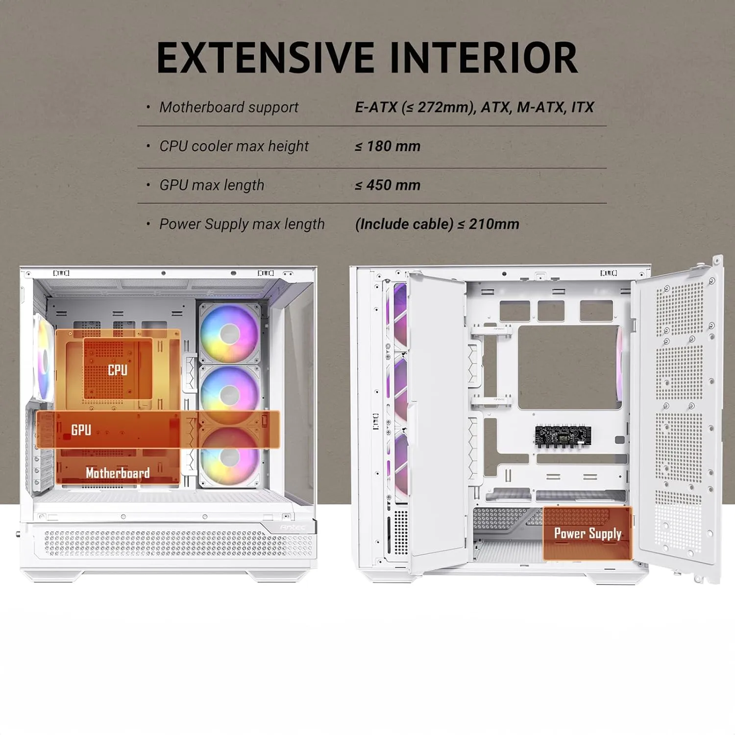Antec C7 ARGB Mid-Tower E-ATX PC Cabinet (White) overview 20